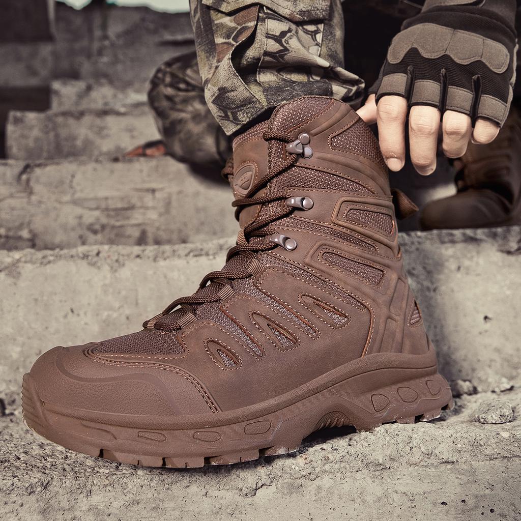 TUINANLE Man Safety Shoes Work Army Boots Breathable Slip Resistant Desert Climbing Hiking Shoes for Men