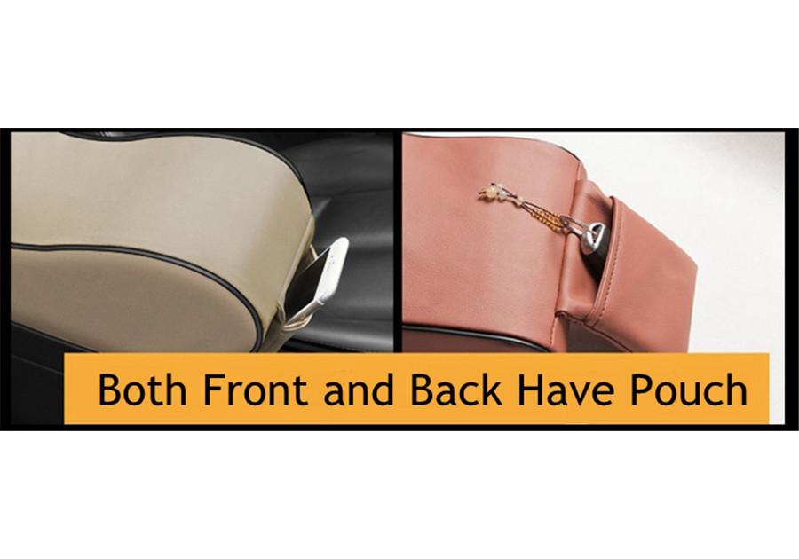 Portable Black Leather Car Truck Center Armrest Heighten Pad Cushion Storage Bag