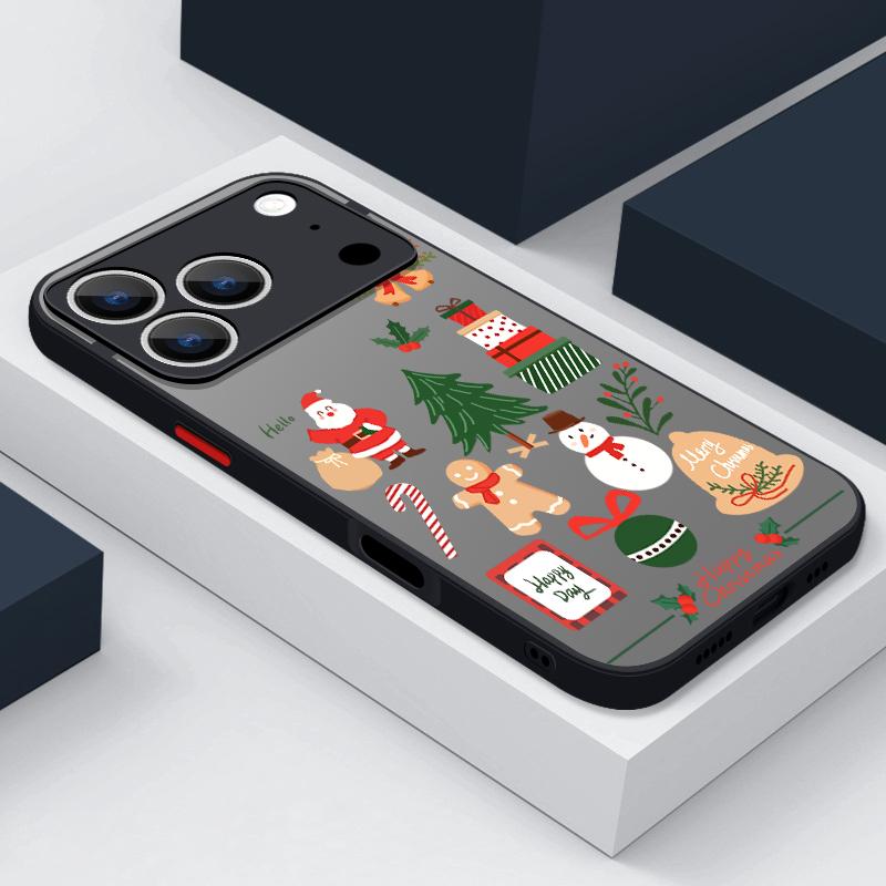 For iPhone 17 Pro Max Case Christmas Elk Snowman Hybrid TPU+PC Cover For iPhone 13 15 14 12 11 17 Air Funda iPhone 16 Pro Max