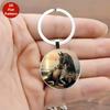 Vintage Animal Steed Horse Pattern Circular Pendant Keychain Backpack Hangings Decoration Gifts