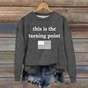 Ladies Fashion Casual Long Sleeve Printed Round Neck  Pullover Top