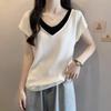 2026 Spring Women's Short-Sleeve Faux Two-Piece Ice Silk Top - Flattering Cover-Up T-Shirt for Summer
