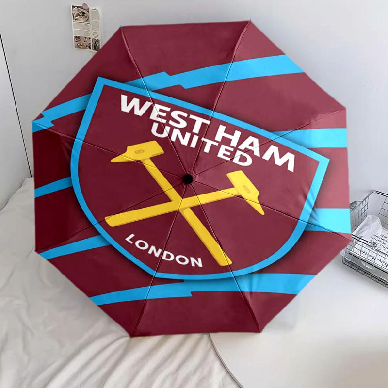 1 PC Automatic Folding Umbrella - West Ham Pattern Portable Foldable Design With 8 Ribs Christmas Birthday Gifts