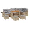 Ensemble de canapé de jardin 10 pièces avec coussins beige poly rotin acacia, Ensemble de salle à manger de jardin 4 pièces 3361772