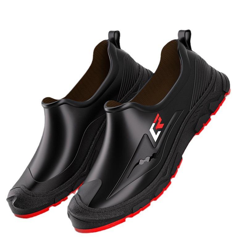 Fashion Short-tube Rain Boots for Men Non-slip and Wear-resistant Fishing Water Shoes Plus Velvet Rubber Shoes Waterproof Rain Boots