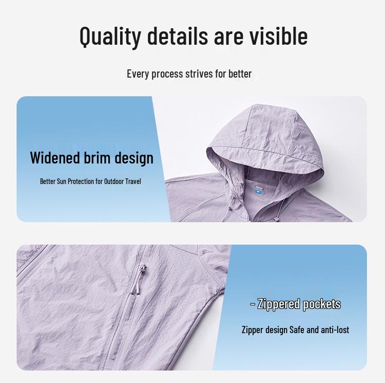 UPF50+ Sonnenschutz Leichte Jacke für Herren & Damen - Atmungsaktiv, Schnelltrocknend, Eisseide Sommerjacke