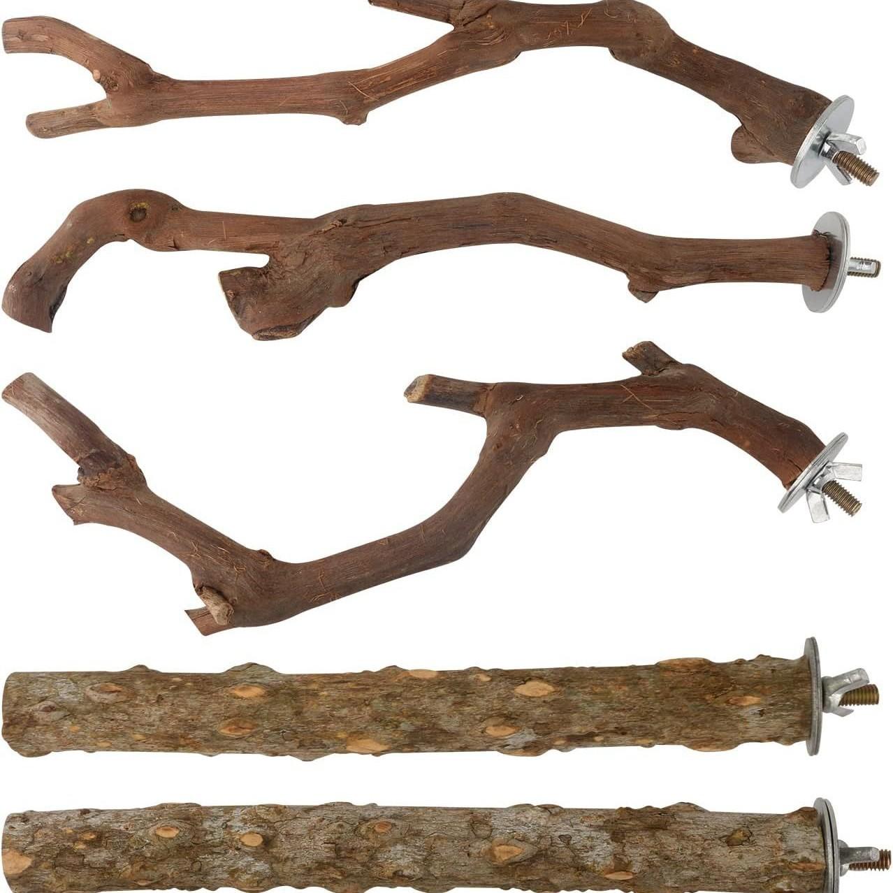 

Natural Grapewood Parrot Perch Stand - Multi-Functional Bird Toy for Chewing, Claw Grinding, Play - Safe & Stable