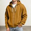 Men's Full Zip Hoodie Drop Shoulder Sleeves, Casual Long Sleeve Sweatshirt for Everyday Wear