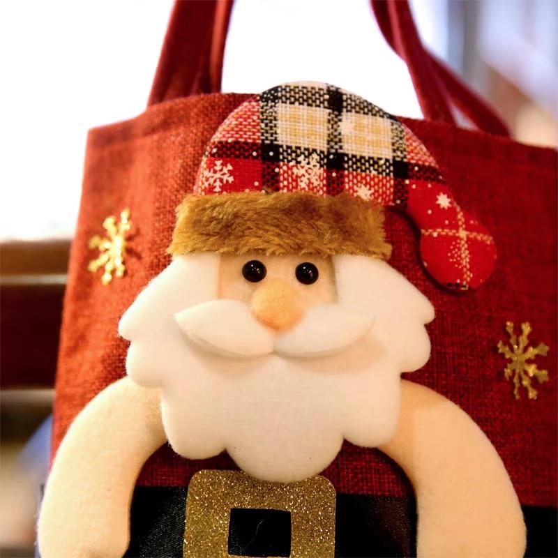 1-20PCS Christmas Tote Bags Snowman Reindeer Santa Claus Gift Bags for Kids Candy Storage Bags Xmas Party Holiday Decor Supplies