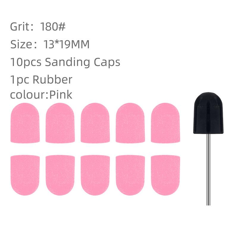 Candy Color Nail Art Sand Cap Nail Polishing Head Sand Ring Electric Nail Drill Machine Accessory Cuticle Dead Skin Removal Manicure Tool with Rubber
