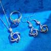 Maldives four-leaf clover sapphire necklace open ring necklace pendant jewelry set