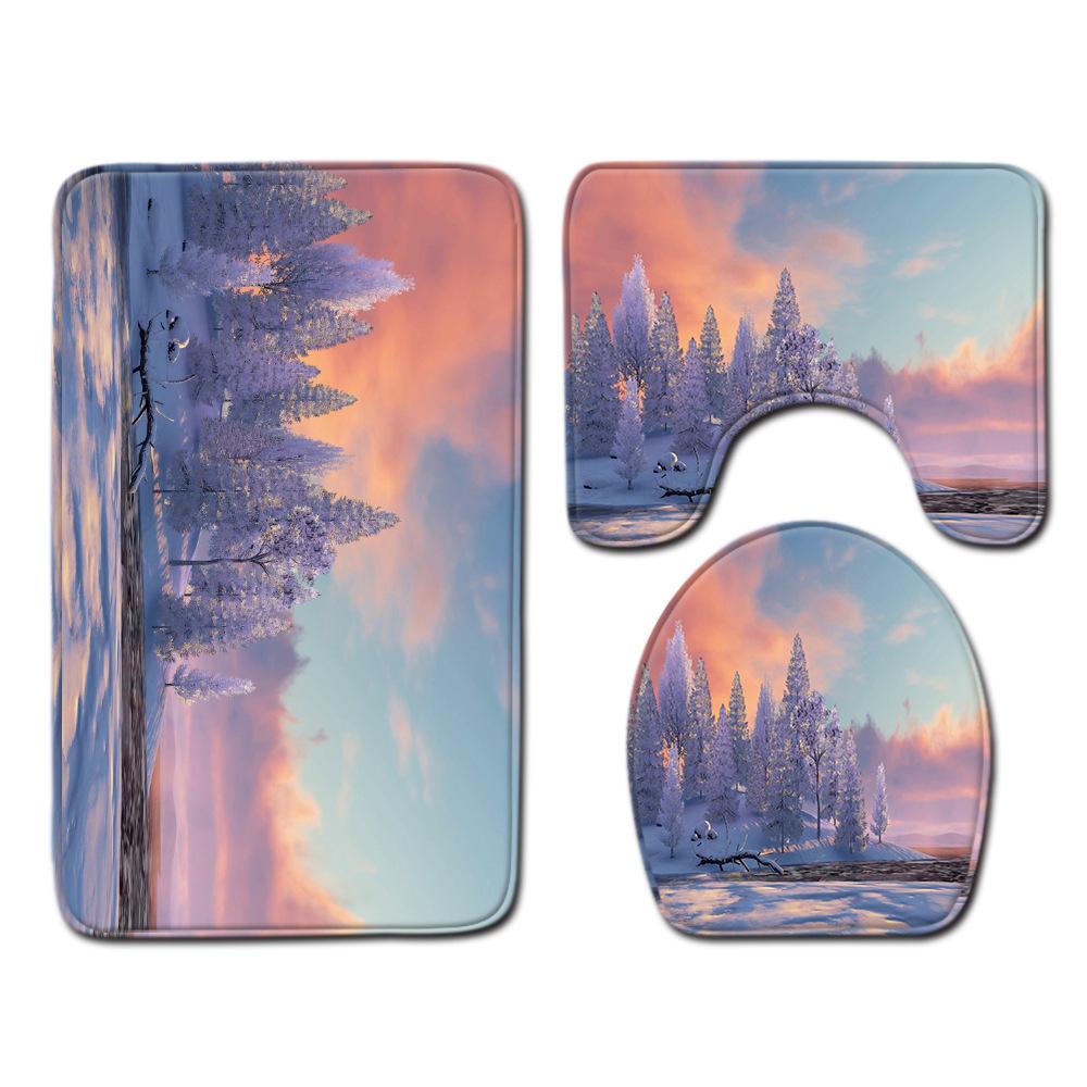 Landscape Bathroom Floor Mat Toilet Three-Piece Set