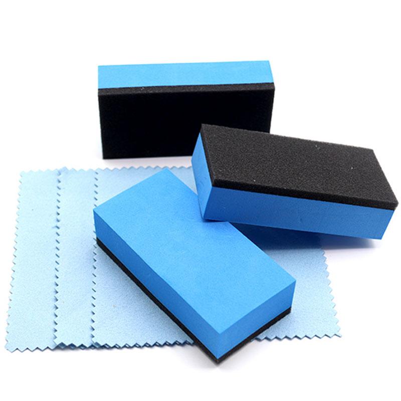5/10/20pcs Car Ceramic Coating Sponge Applicator Glass Nano Sponges Automobile Blue Square Sponge And Cloth