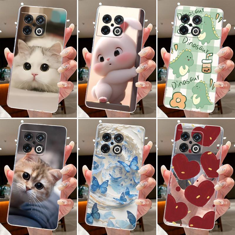 Jelly Case For OnePlus 10 Pro 10T ACE Pro Clear Silicone Soft TPU Back Cover One Plus 10PRO ACEPro Cute Rabbit Cat Phone Case