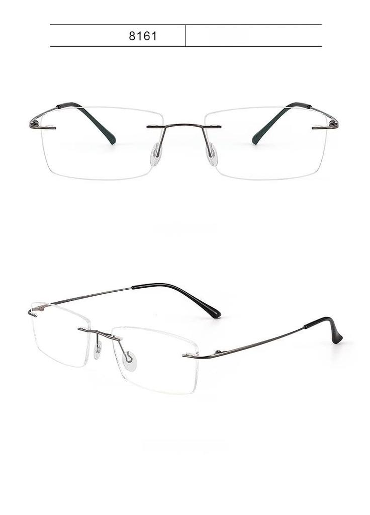 Eyeglasses for Women and Blue Light UV Titanium 8165 [NEGISU] Men, Stylish, Rimless, Square, Frameless, Ultra-Thin Lenses, Cut, Cut, Frame,