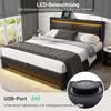 Upholstered Bed 140 X 190cm, with USB Port (Supports Wireless And Wired Charging), with LED Lighting And Storage Space, Without Mattress, Faux Leather