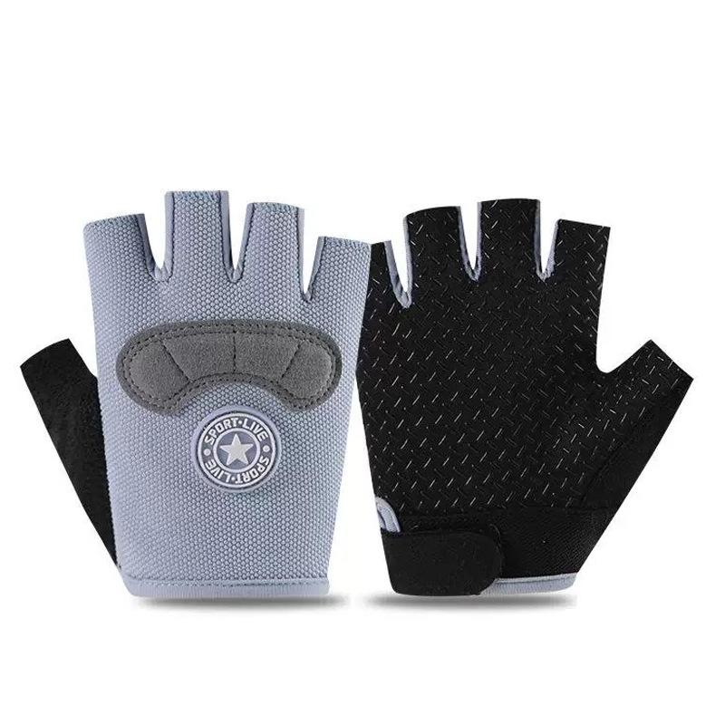 Autumn and winter children's half-finger gloves, velvet warm boys and girls, non-slip half-finger children, student sports riding
