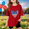 Kids Short Sleeve T Shirt Independence Day Print Top Casual Loose Fit Lightweight Summer Tee for Boys Girls
