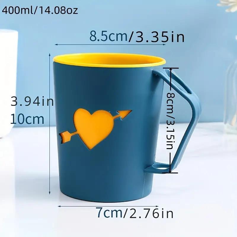 1pc Couple Toothbrush Cup, Minimalist Home Dual-Layer Heart Pattern Gargle Cup, Plastic Aesthetic Dormitory Bathroom Mouthwash C