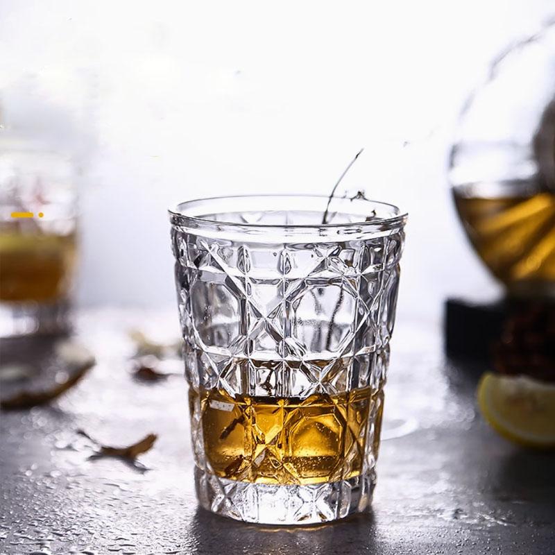 1 Set of Retro Ins Light Luxury Niche Diamond Patterned Western Style High End Crystal Cups Water Cups Milk Cups Coffee Cups