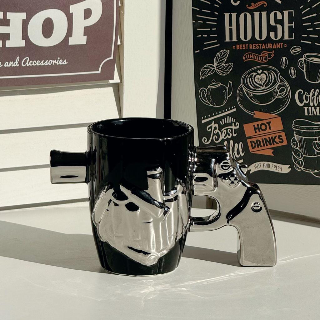 Revolver Bizarre Tassen Jungen Tee Kaffee Tassen Keramik Wasser Tassen Abstrakt Lustig Geburtstagsgeschenke