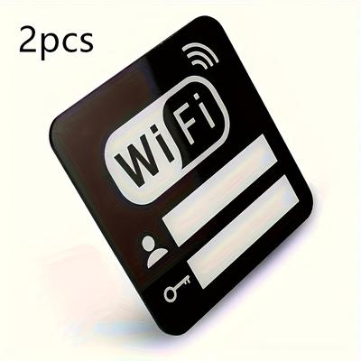 2 Stück Kabelloses Netzwerk WIFI Logo Aufkleber Wifi Logo Wandaufkleber Café Milchtee Punkt Fensterglas Aufkleber, Geeignet für Büros und öffentliche Plätze