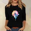 3/4-Ärmel Oberteile für Damen T-Shirt Lässig Print Oberteile T-Shirt Rundhals Pullover Bluse