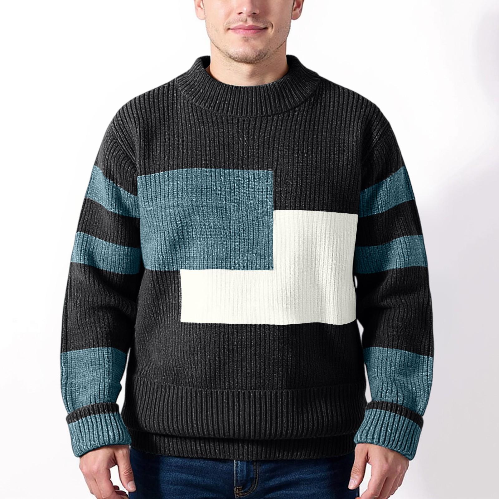 

Men s Casual Loose V-neck Sweater M чёрный
