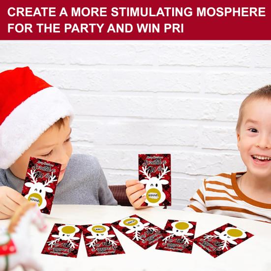 Frohe Weihnachten Rubbelspielkarten Feiertags Rentier Tombola Karte für Gruppen Kinder Erwachsene Weihnachtsfeier Zubehör