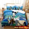 Genshin Impact Bedding Set Purple Keqing Printed Bed Set With Pillowcase Duvet Cover Soft Single Double Queen Super King Size
