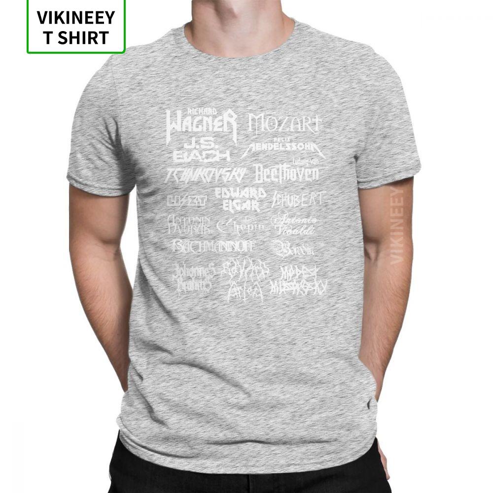 Heavy Metal Classical Composers TShirt Men Mozart Beethoven Chopin Bach Mendelssohn Slim Fit Tees 100 Cotton Clothes T Shirt S