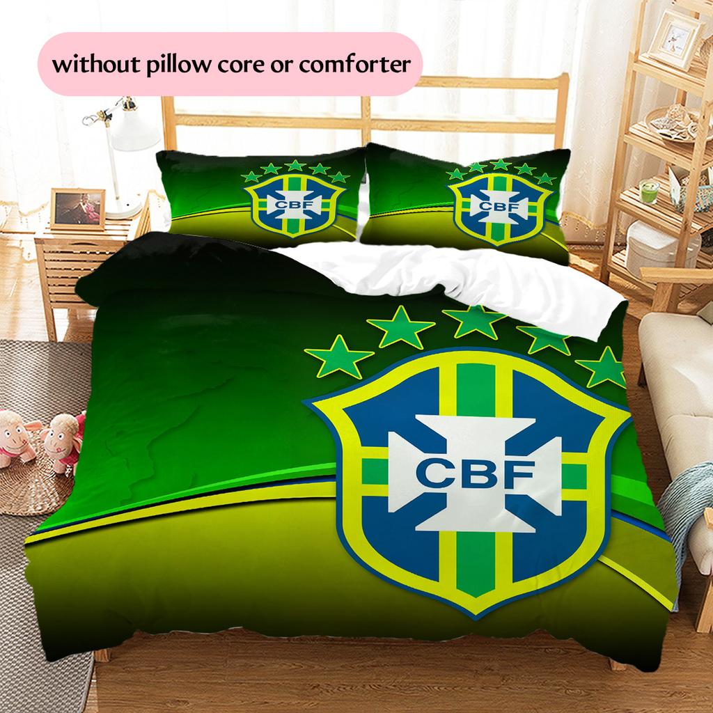 Brazil national football team  Pattern Bedding Quilt Set  Home Decoration  Gift (1 * duvet cover + 2 * pillowcase  without core)