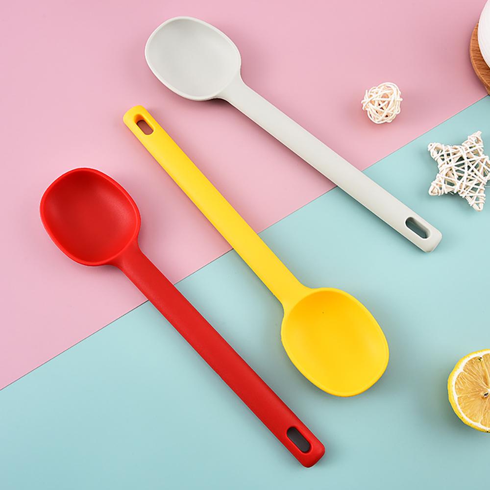 1 ks Silikonová salátová míchací lžíce Tepelně odolná Mělká polévková lžíce Nepřilnavá nádoba Kuchyňské pečicí nářadí
