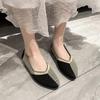 Women's Pointed Toe Flyknit Slip-On Shoes - Low Heel Flat Bottom for Spring/Autumn 2024