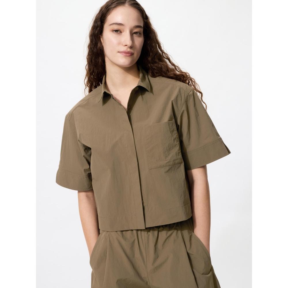 Uniqlo Japan Nylon Boxy Short Shirt 5 Minute Sleeve