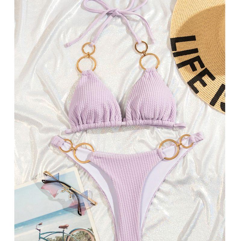 Solid Color Slim Body Pit Strip Swimsuit Pure Color Silm Sunken Stripe Swimsuit