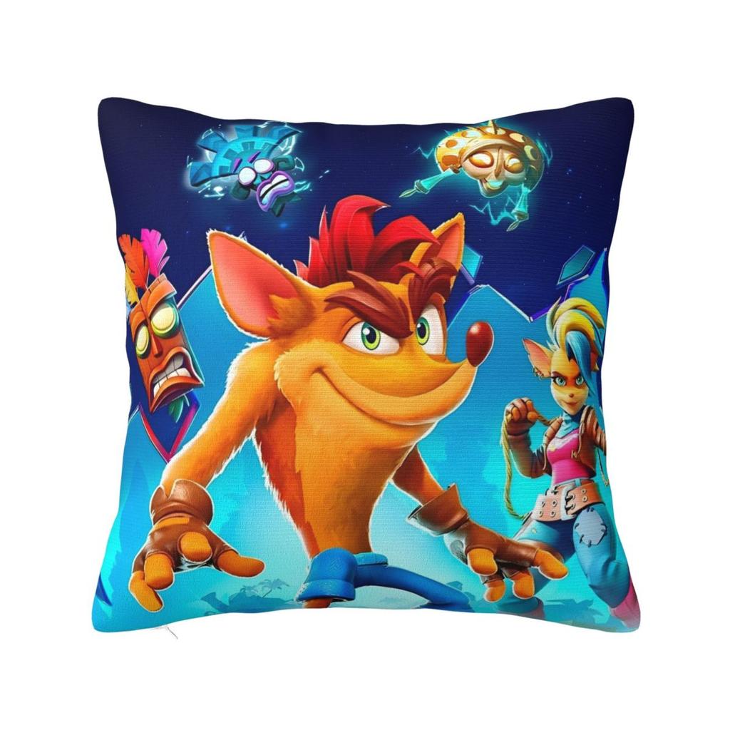 Crashs Bandicoots Cartoon Pillow Covers Merchandise Soft Cushion Cover Decoration Video Game Pillow Case Home Multiple Sizes
