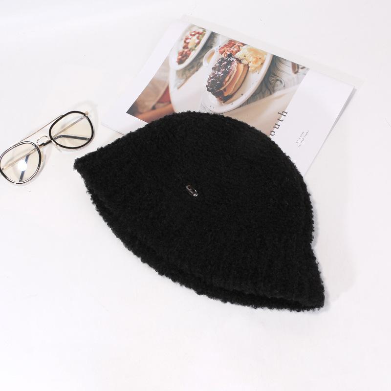Autumn and Winter Lamb Wool Hat for Women Knitted Fisherman Hat Fashionable Casual Face Small Bucket Hat Warm Basin Hat Trendy