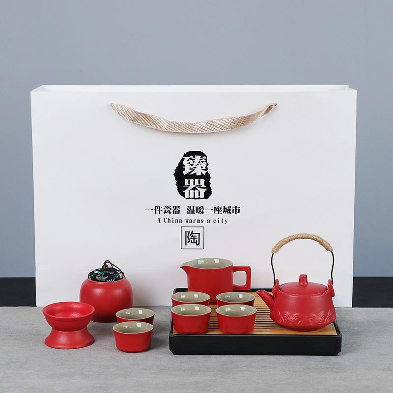 Travel tea set tea tray household kung fu tea set outdoor portable teapot ceramic business gift