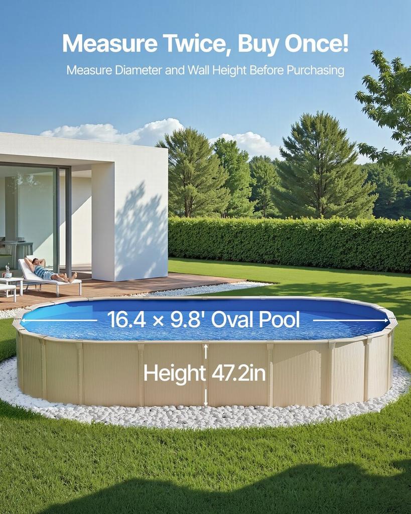 Oval Pool Liner 16.4x9.8ft Unibead Style Pool Liner 47in Wall Height