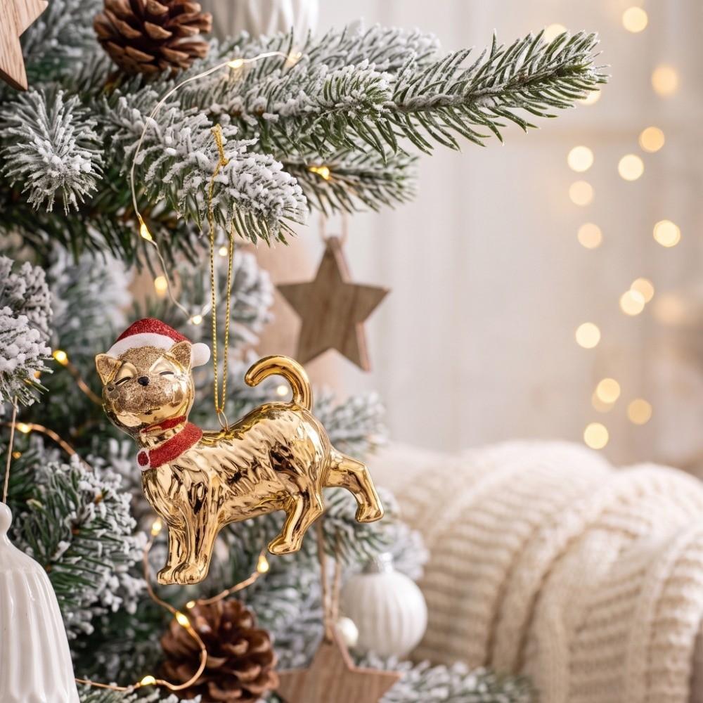Delicate Christmas Cat Dog Pendant Kitten Christmas Hanging Novelty Christmas Tree Decor Bedroom