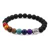 European and American Volcanic Stone Beaded Bracelet with Seven-Color Buddha Head