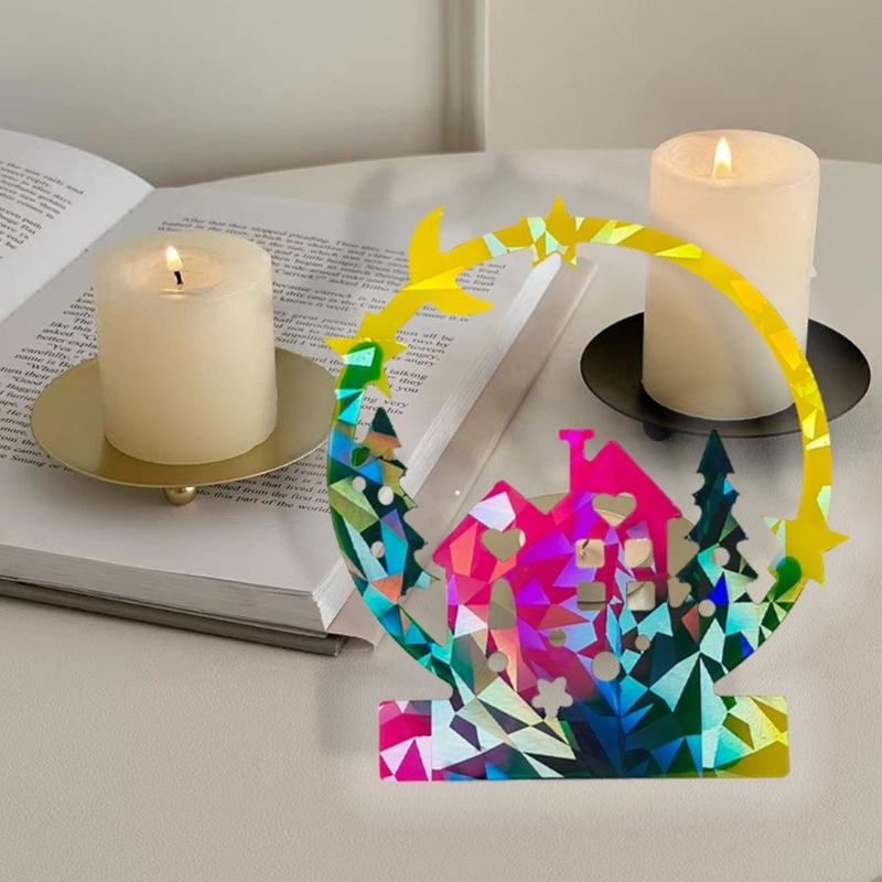 House Shape Resin Molds Holographic Heart Candlestick Molds with Base for DIY Craft Tealight Candle Holder Home Decors