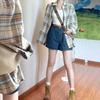 Women's Retro Hong Kong Style Plaid Shirt: New Casual Fashion, Versatile Long Sleeve Jacket Design.