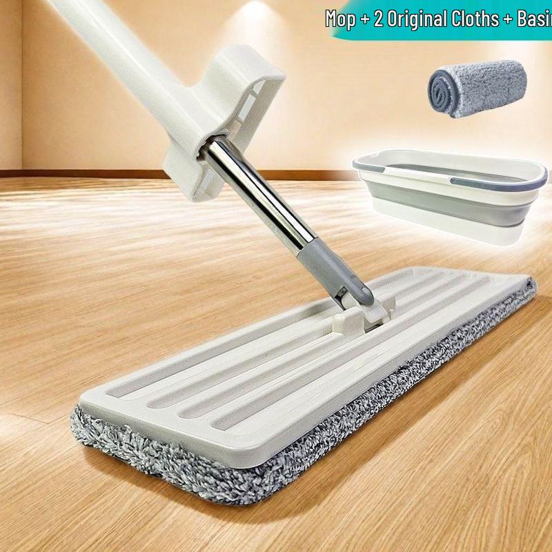 Large Absorbent Hands-Free Flat Mop: Easy One-Drag Cleaning, New Model with Thickened Head for Household Use