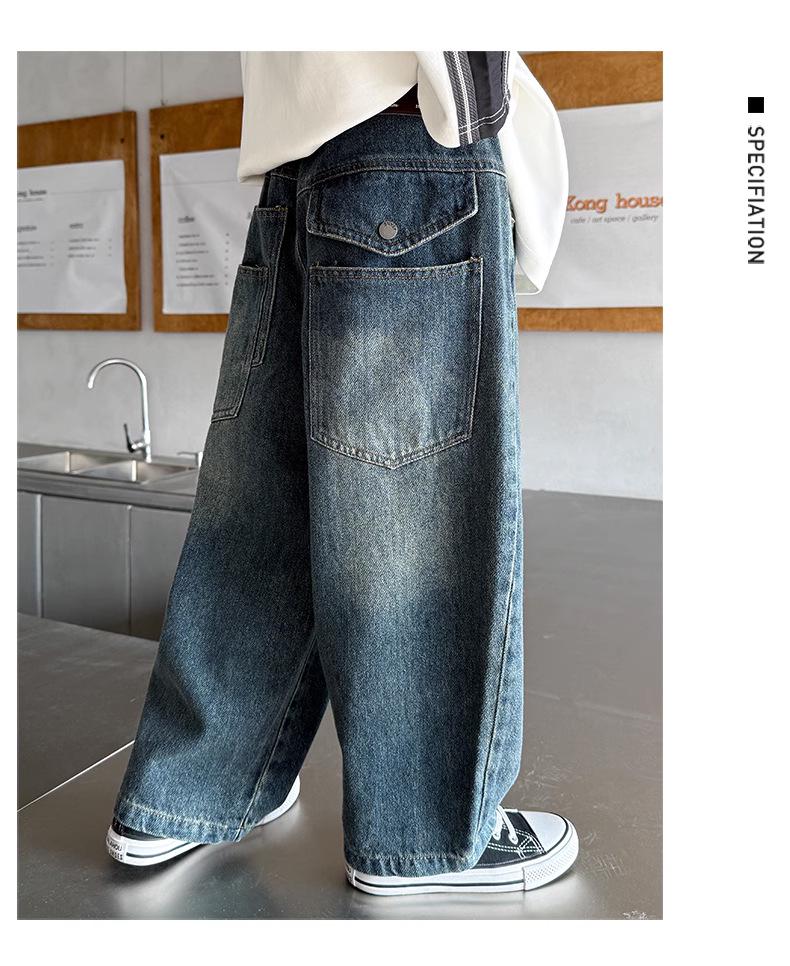 Boys' Trendy Soft Denim Jeans - 2025 Spring/Autumn Straight-Leg Loose Pants, Korean Style Children's Trousers.