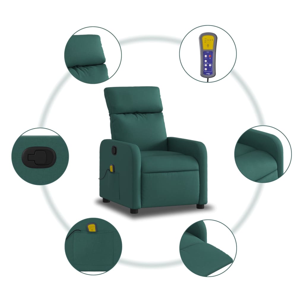 Massage Chair Dark Green Fabric