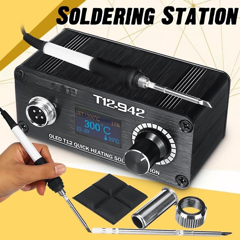 

AC 100V-240V T12-942 T12-907 OLED Digital Soldering Station Mini Handle with T12-K Iron Tips Welding Tool