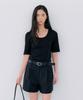 NOTIA U-Neck Slim Fit T-Shirts - Black