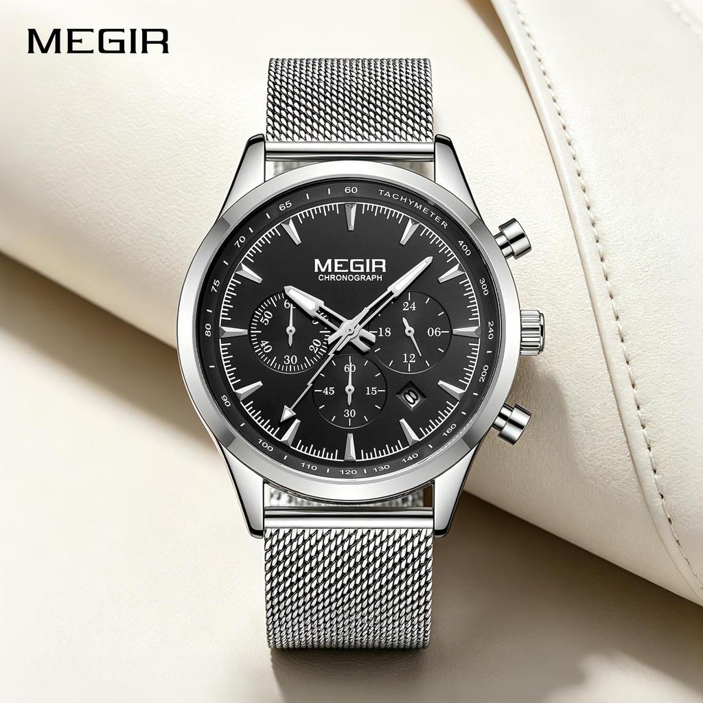 MEGIR Luxury Business Watches for Men Waterproof Men's Casual Quartz Wristwatch Chronograph Date Clock 24-hour Relogio Masculino 2153